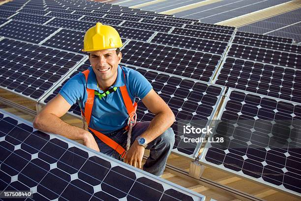 Technician Portrait Stock Photo - Download Image Now - Solar Panel, Installing, Solar Power Station