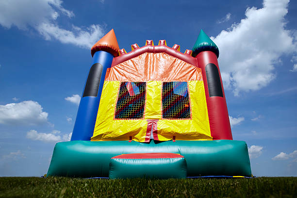 Childrens Bouncy Castle Inflatable Jumping Playground stock photo