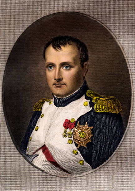 Napolean Bonaparte Etching of Napolean Bonaparte Engraving from 1852, Photo by D Walker emperor stock illustrations