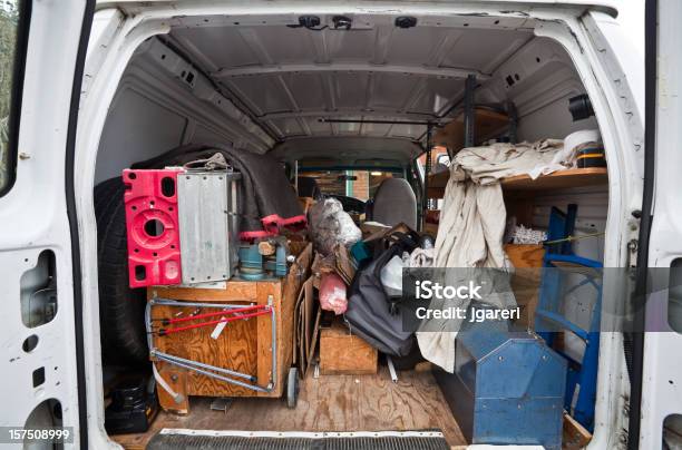 Foto de Van De Trabalho e mais fotos de stock de Caixa de Ferramentas - Caixa de Ferramentas, Caminhonete de Entregas, Escada - Objeto manufaturado