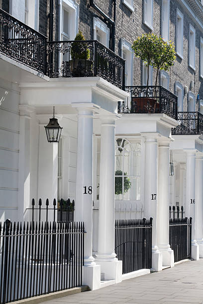 White Edwardian Houses, West London  kensington and chelsea stock pictures, royalty-free photos & images