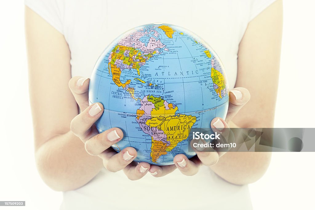 Donna con Globo - Foto stock royalty-free di Pianeta