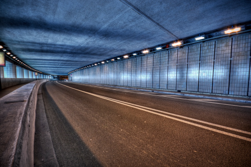 Curve through the tunnel in Monte Carlo, the same road where the Grand Prix takes place each year. High dynamic range photo.