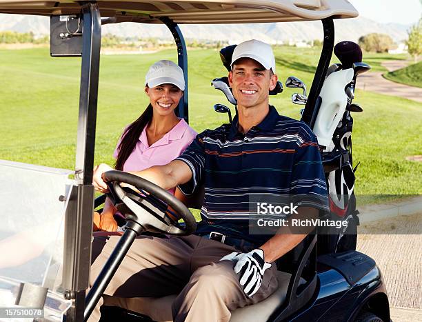 골프 Duo 골프 카트에 대한 스톡 사진 및 기타 이미지 - 골프 카트, 여자, 25-29세
