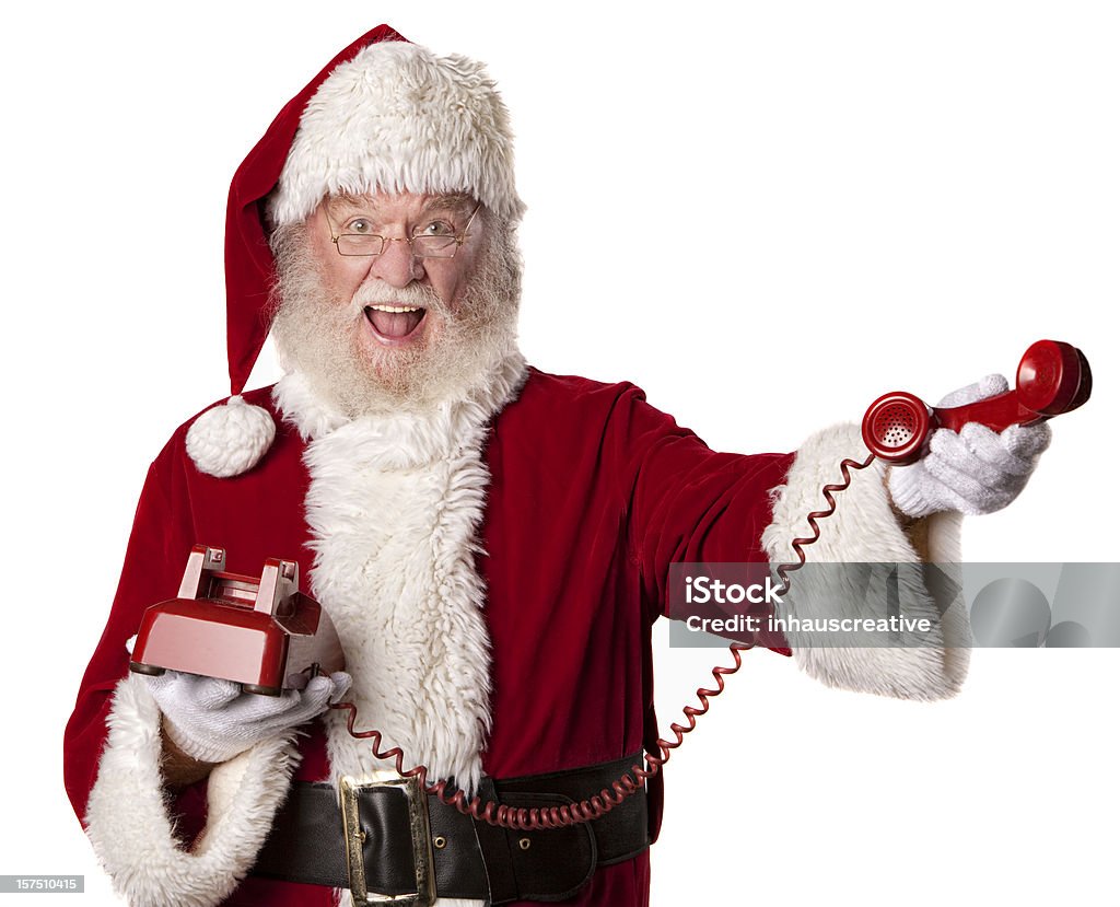Hình Ảnh Ông Già Noel Thực Sự Cầm Điện Thoại Màu Đỏ Hình ảnh Sẵn ...