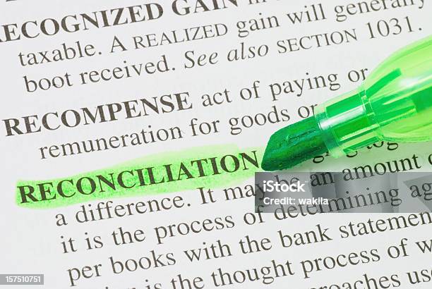 Reconciliation Definition Highligted In Dictionary Stock Photo - Download Image Now - Abstract, Adult, Affectionate