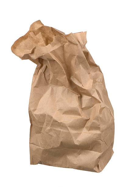 Crumpled Brown Paper Lunch Bag On White Background Stock Photo - Download  Image Now - Paper Bag, Bag, Lunch - iStock
