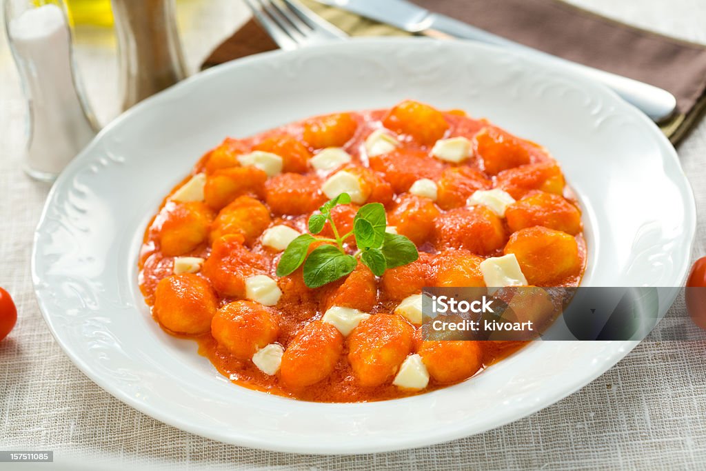 Sorentin dumplings home made gnocchi with tomato sauce and fresh mozzarella cheese Gnocchi Stock Photo