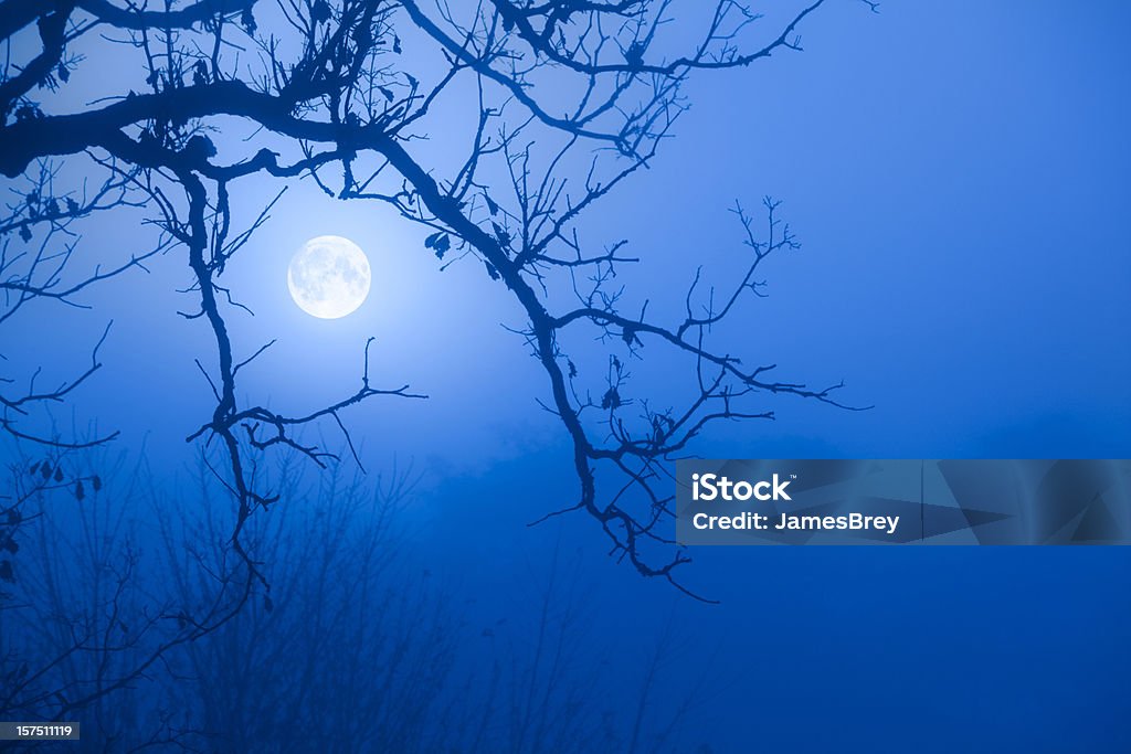 Nela azul Lua através de Outubro de nevoeiro, Scarry Carvalho Ramos - Royalty-free Lua cheia Foto de stock