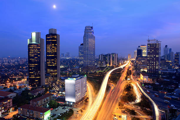 istock Istanbul's financial district lit up on a busy night 157511361