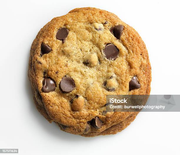 Homemade Chocolate Chip Cookie On White Overhead Xxxl Stock Photo - Download Image Now