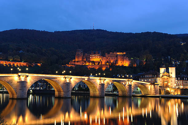 istock Heidelberg Illuminated Bridge with Palace and Twin Tower Fall 157511728