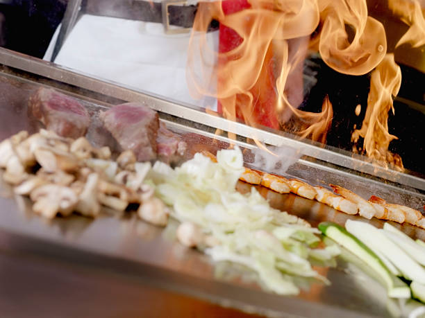 tapanyaki, japonês cozinhado - teppan yaki imagens e fotografias de stock