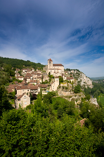 Street with historical houses in Beynac-et-Cazenac, Dordogne department, France