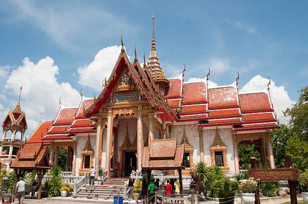 Landscape shot of Wat Chalong in Phuket, Thailand stock photo