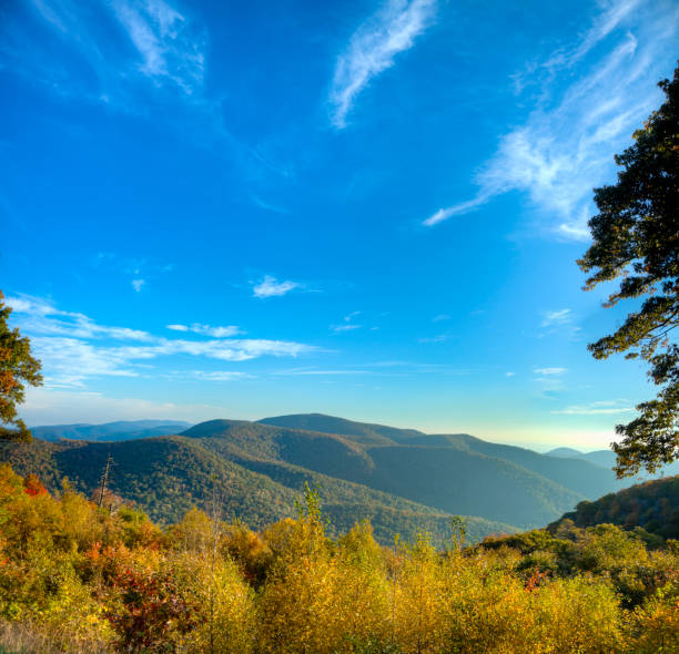 горы блю ридж в солнечный день - blue ridge mountians стоковые фото и изображения