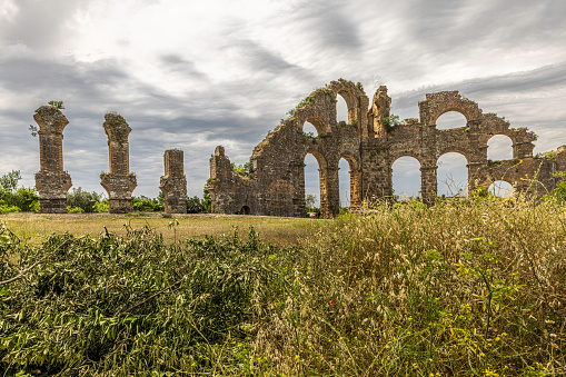 The Romans constructed aqueducts to bring water into cities and towns, often over long distances.