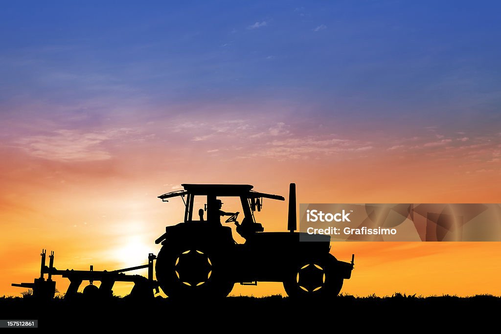 Dawn を�耕すトラクターフィールド - トラクターのロイヤリティフリーストックフォト