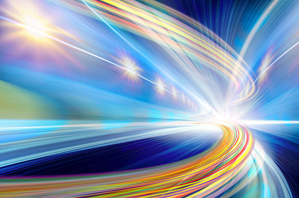 Abstract multicolor fast moving light background stock photo