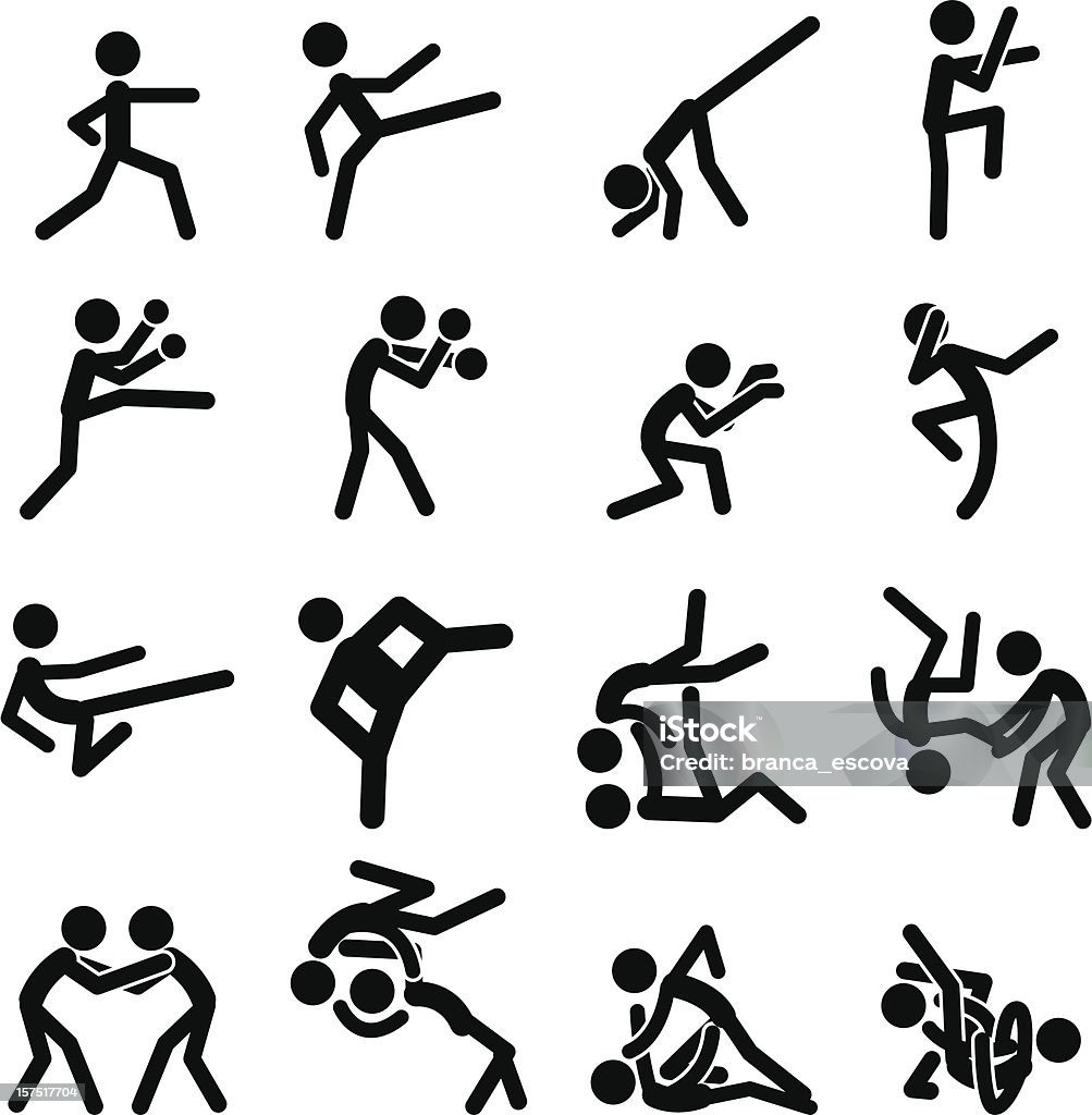 Sport Pictogram Icon Set Arts martiaux - clipart vectoriel de Icône libre de droits