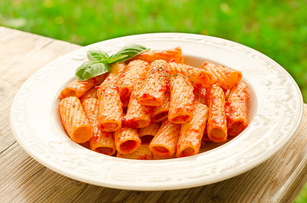 Maccheroni with tomato sauce stock photo