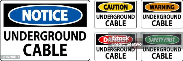 Network Cable Sign Warning Sign Underground Cable Stock Illustration - Download Image Now ...