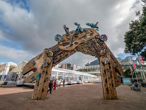 Auckland, New Zealand - July 23rd, 2023: Maori Art on Aotea Square, Auckland, New Zealand