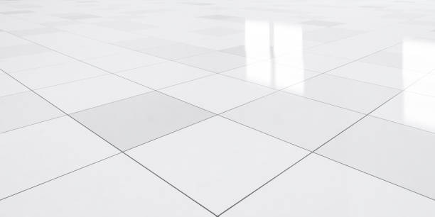 istock 3d rendering of white tile floor for background. 1575220911