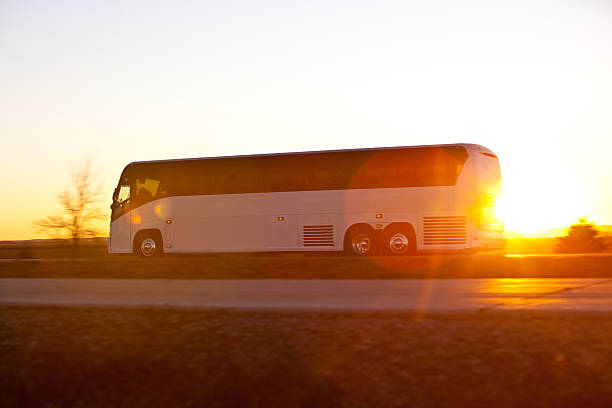 istock Bus on the highway at sunrise 157522666