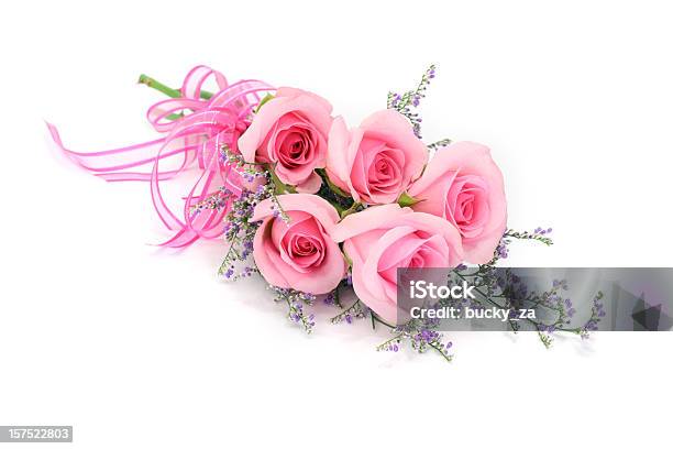 Bouquet E Rosa Cor De Rosa E Malva Folhagem Isolado Em Fundo Branco - Fotografias de stock e mais imagens de Deitar