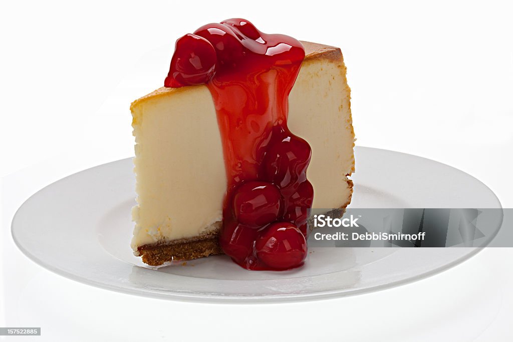 Cheesecake de Nova Iorque com cerejas - Foto de stock de Cheesecake royalty-free