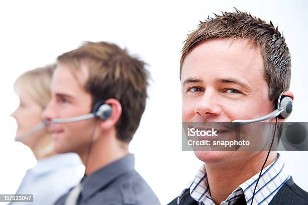 Call Center Employees Using Headsets Customer Service Stock Photo - Download Image Now
