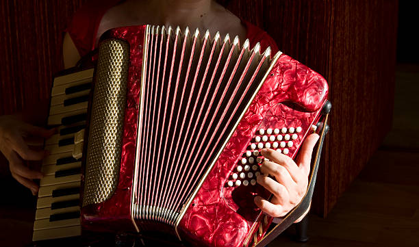여자 게임하기 아코디언 - accordion 뉴스 사진 이미지