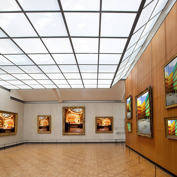 Art gallery in a museum stock photo