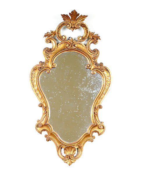 antiga espelho dourado isolado - rococo style - fotografias e filmes do acervo