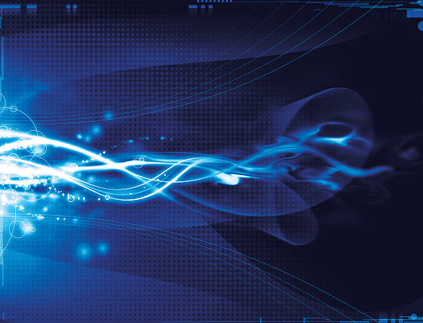 Abstract blue light waves background stock photo