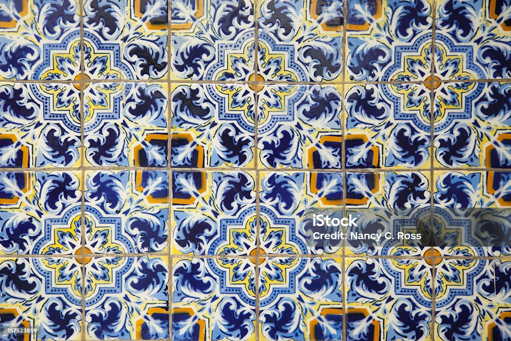 メキシコペインティッドタイル、パターン、バックグラウンド、ブルー、装飾 - メキシコのロイヤリティフリーストックフォト