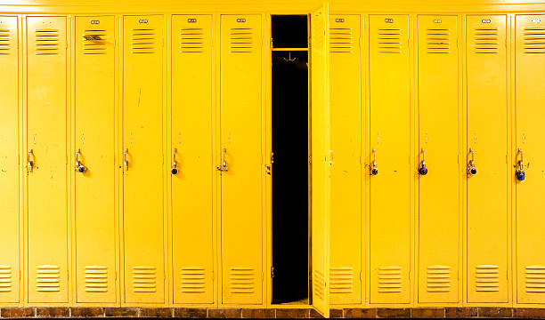 Yellow Lockers  locker stock pictures, royalty-free photos & images