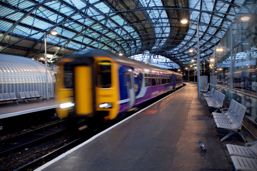 Liverpool train station motion blur