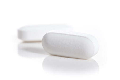 Closeup of Acetaminophen pain relief pills