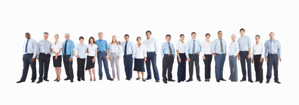 istock Group of business people posing together on white 157525002