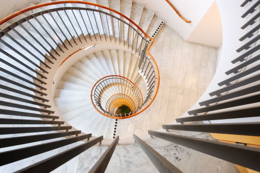 Steel and marble spiral staircase