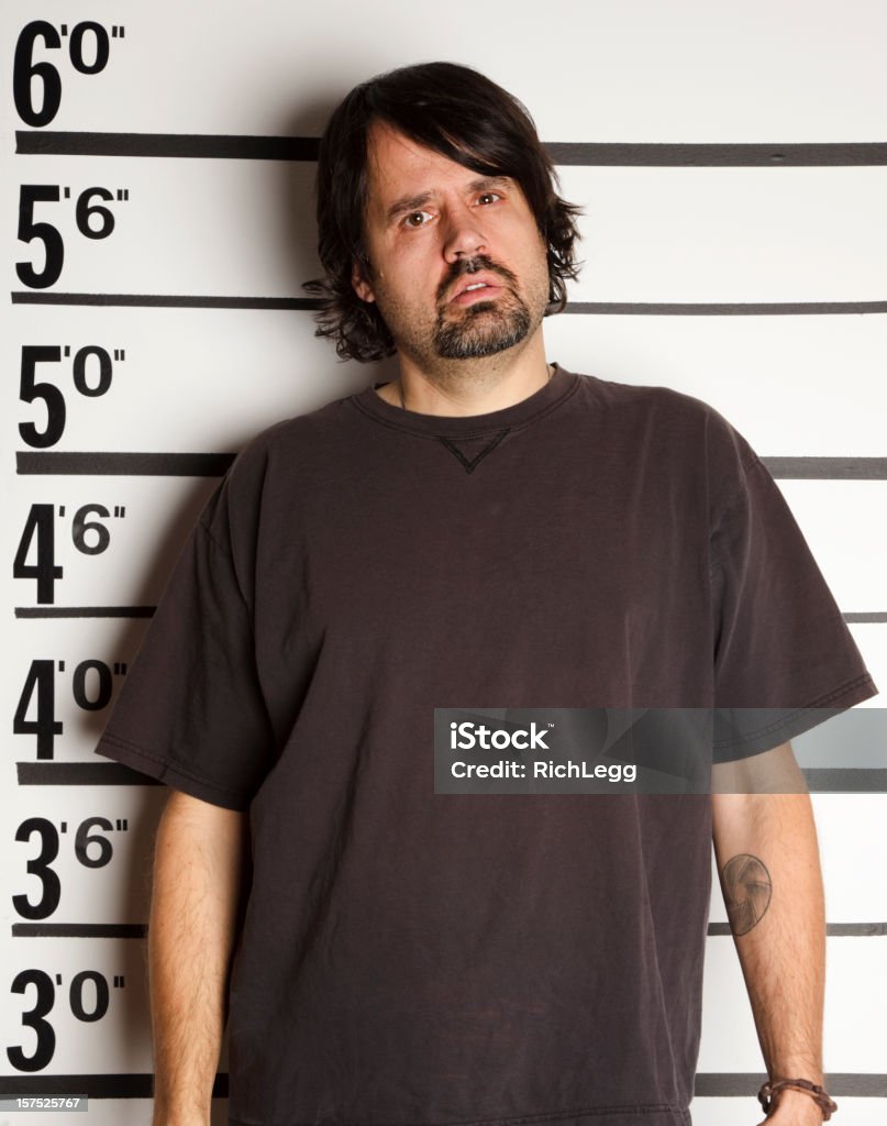 Mugshot of a Man A mugshot/booking photo of a man. Criminal Stock Photo