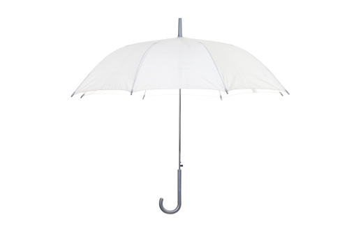 Wet Umbrella. Close up Raindrops on Umbrella in Rainy Day.