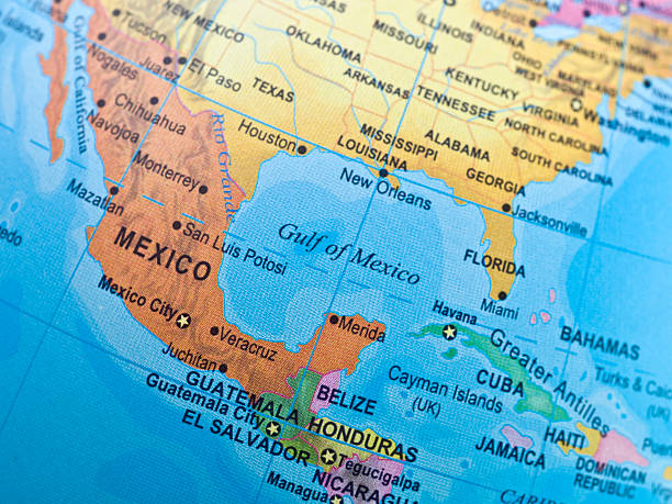 メキシコ湾 - map gulf of mexico cartography usa ストックフォトと画像