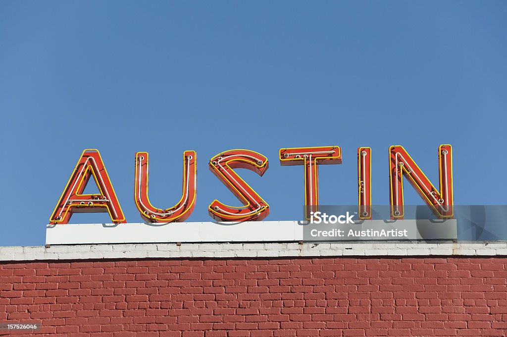 Austin laranja sinal de néon - Royalty-free Austin - Texas Foto de stock