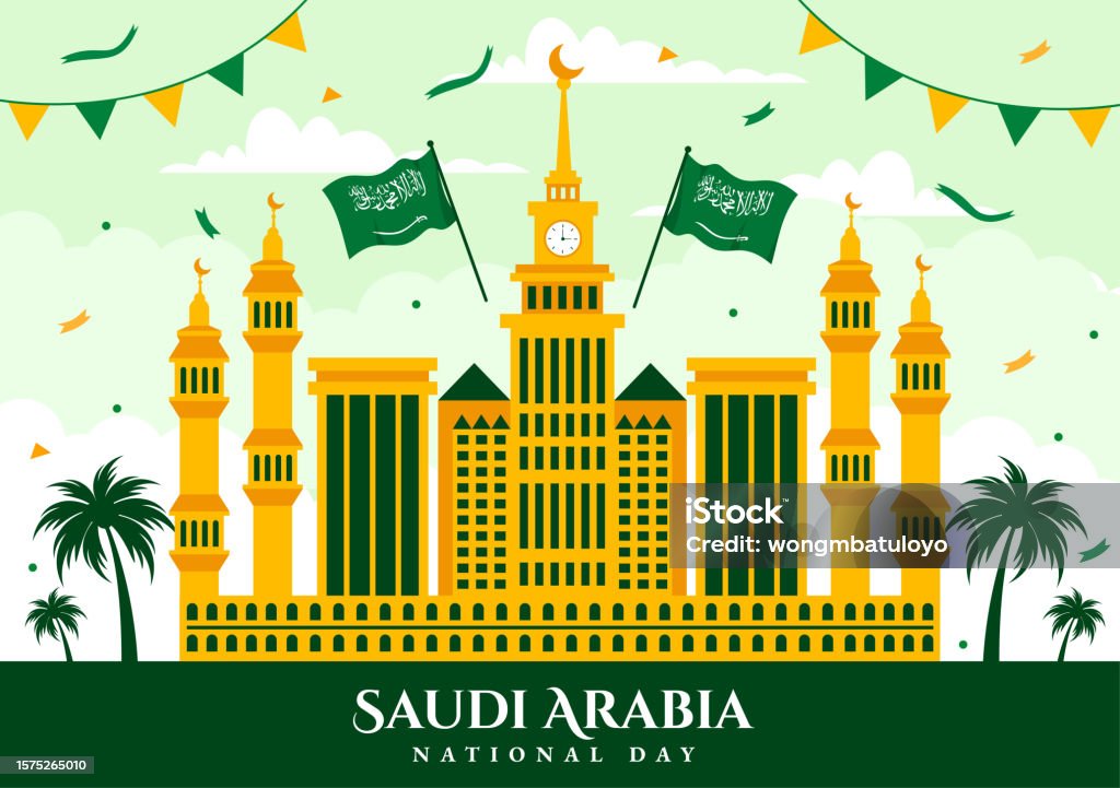 Selamat Hari Nasional Arab Saudi Ilustrasi Vektor Pada Tanggal 23