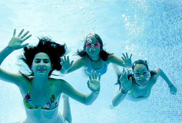 istock Three girls diving underwater 157526551