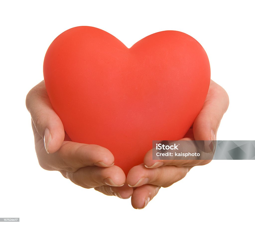 Segurando um coração vermelho - Royalty-free Amor Foto de stock