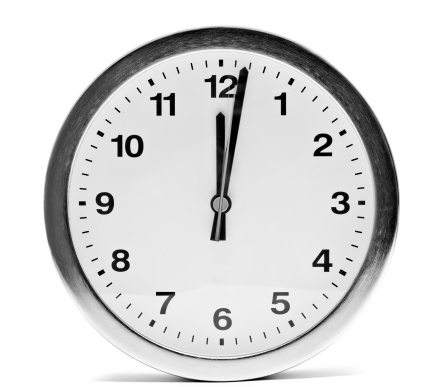 isolated kitchen clock at 12:02
